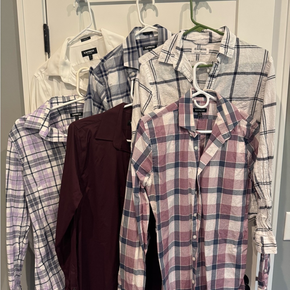 Express Plaid and Solid Button Down Bundle